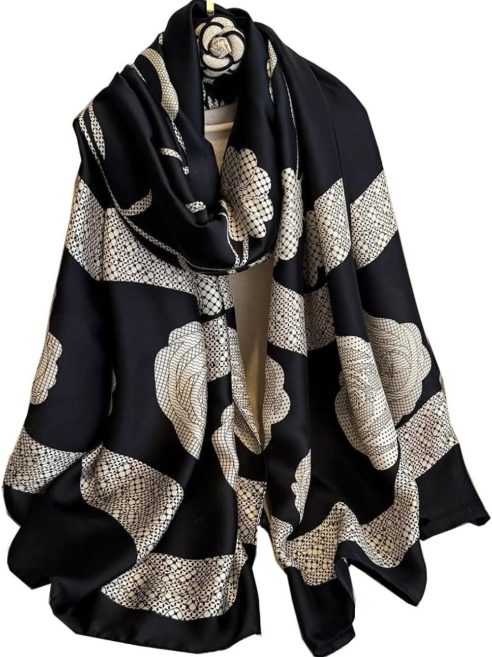 Luxury Oversized Silk Scarf - Lightweight Satin Shawl Wrap for Fashionable Style